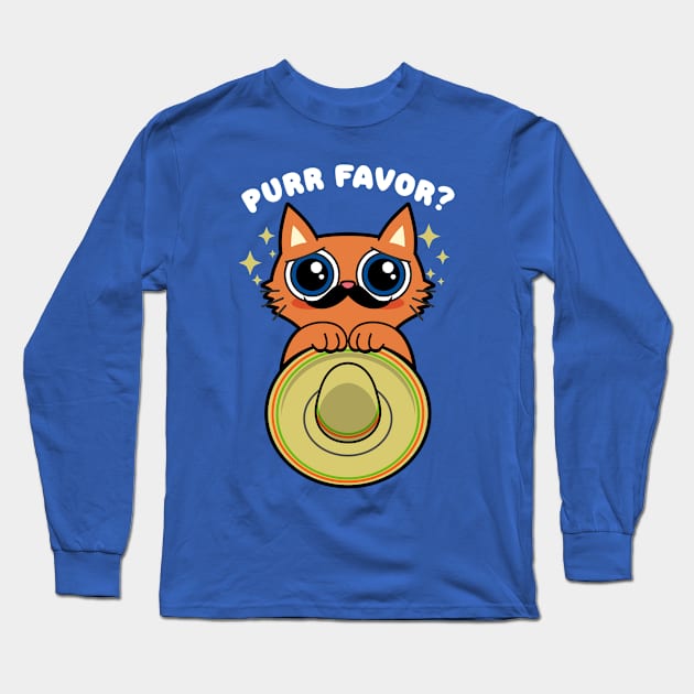 Purr Favor Funny Cute Mexican Cat Meme Gift For Cat Lovers Long Sleeve T-Shirt by BoggsNicolas